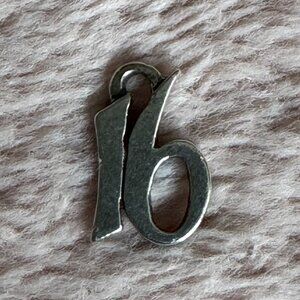 Retired James Avery Sterling Silver Number 16 Charm